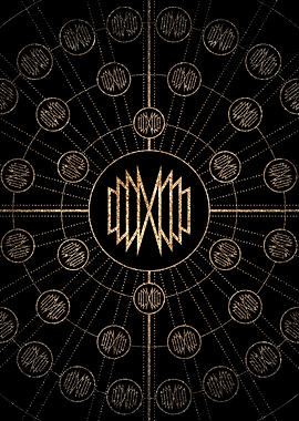 Geometric Gold Glyph Sign