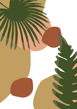 Green Botanical palm leaf