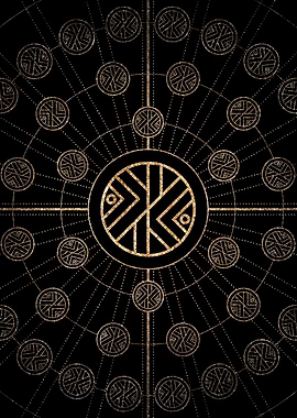 Gold Glyph Rune Sign Seal