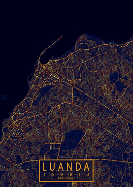 Luanda Map City At Night
