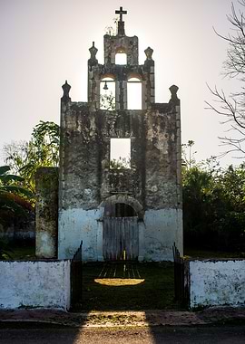 Roofless church at morning