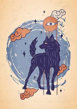 Japanese Wolf Painting