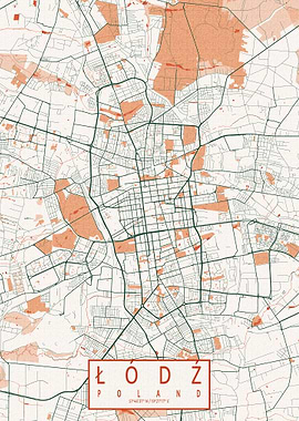 Lodz City Map Bohemian