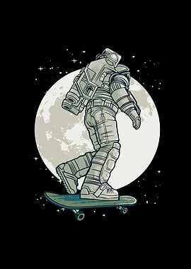 SKATER ASTRONAUT MOON