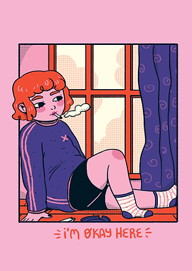 Cozy Comic Girl in Window