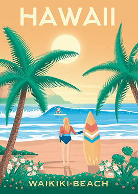 Hawaii Waikiki Beach Print