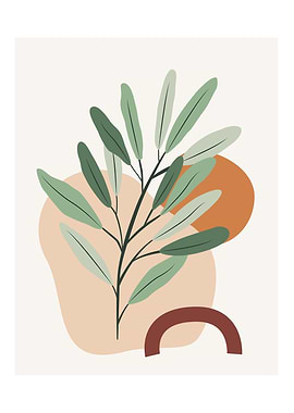 Botanical Green leaf shape