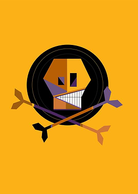 Abstract skull icon and bo