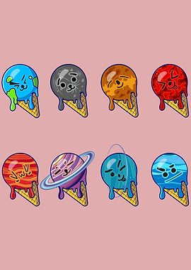 Kawaii Ice Cream Planets