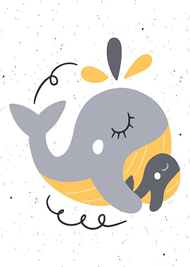 Cute Kids Poster Whale