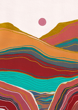 Retro rainbow landscape 2