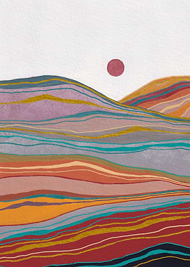 Retro rainbow landscape