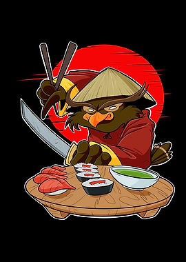 Samurai Sushi Owl Japan