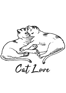 Cat Love in minimalist art