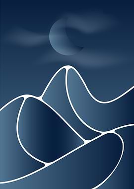 Moon mountain modern art