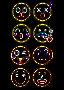 Funny neon Emoji Smily