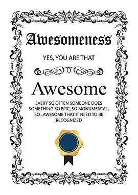 Awesome Funny Certificate