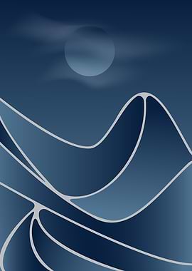 Abstract Moon mountain art
