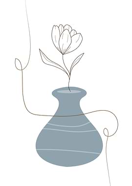 Flower vase line art