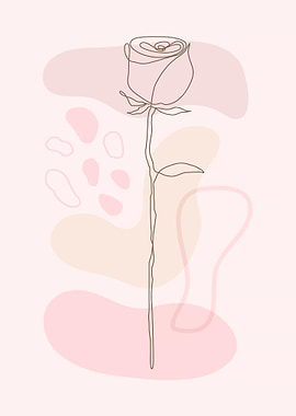 Line art rose flower