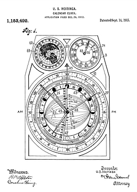 Calendar clock patent 1915