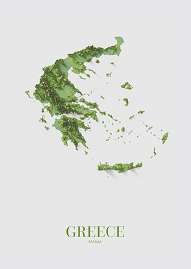 Greece Shaded Relief Map