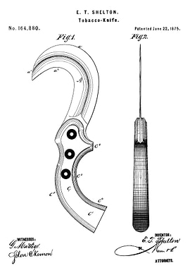 Tobacco knife patent 1875
