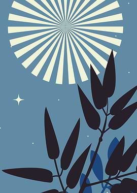 Abstract moon floral leaf