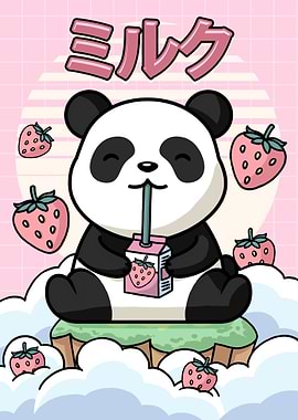 Panda Bear Strawberry Milk