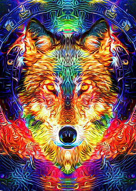 Space Wolf Colorful Art
