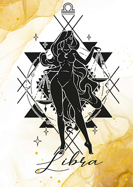 Zodiac Sign Libra gold