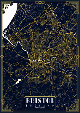 Bristol City Map Gold
