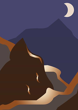 Moon mountain night view