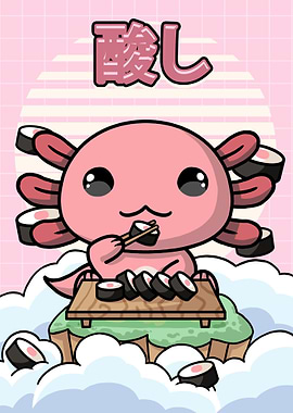Kawaii Axolotl Sushi
