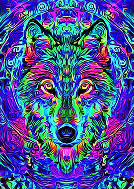 Wolf trippy art