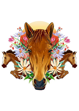 Horse Animals with Flowers