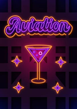 Aviation Neon Art Poster