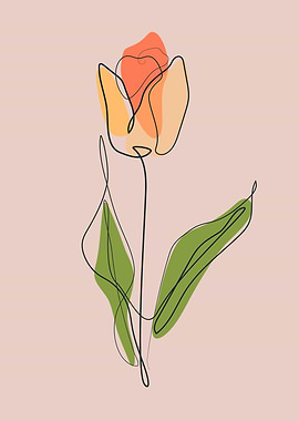 Rose continuous line art