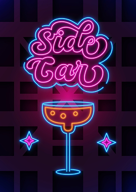 Side Car Neon art Poster