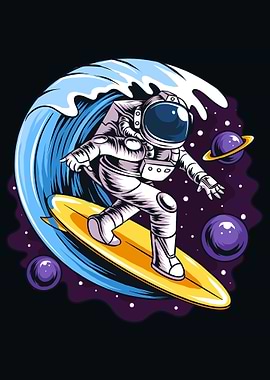 Astronaut surfing in Space