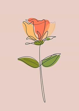 Cute Floral rose line art