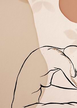 Woman nude modern line art
