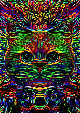 Psychedelic Cat Acid Art