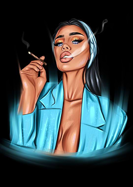 Sexy Woman Smoking painted