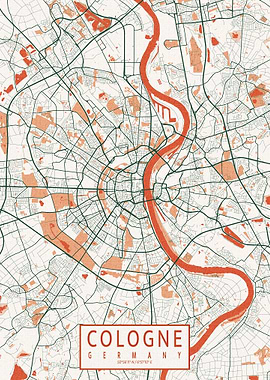 Cologne City Map Bohemian