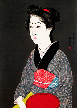 Waitress Holding a Tray