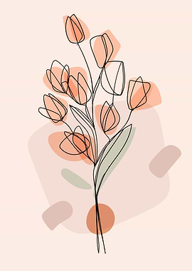 Floral continuous line art