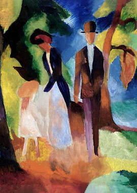 People by a Blue Lake