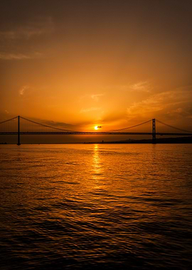 Bridge In Lisbon At Sunset