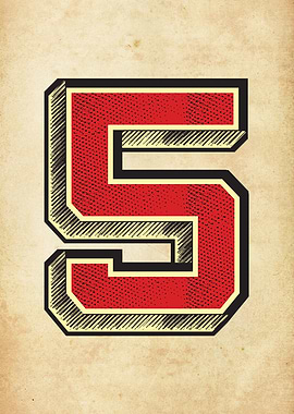 Vintage Number 5 FIVE